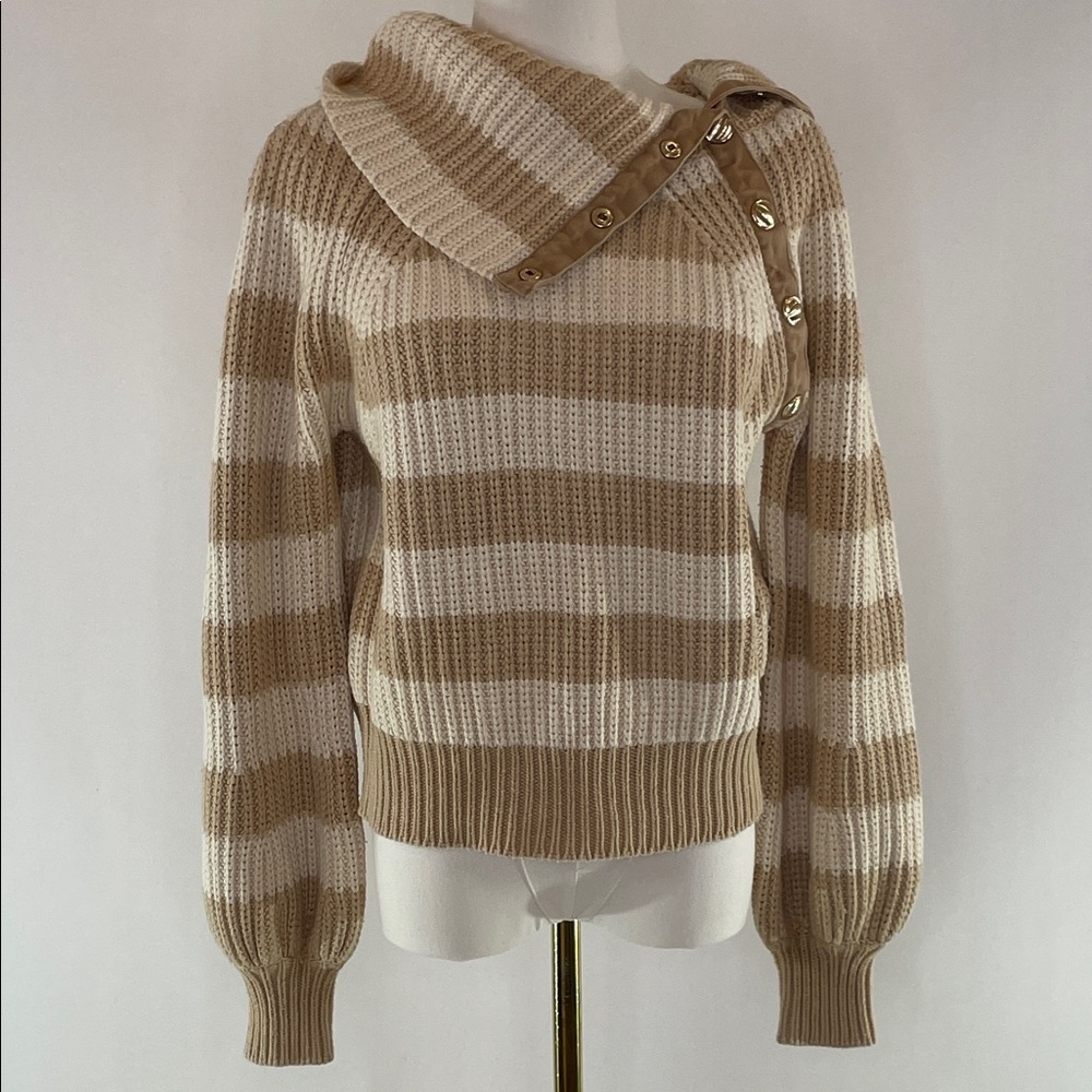 Derek Lam 10 Crosby x RTR Button Neck Striped Sweater, M
